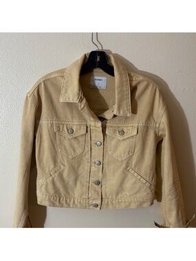 Old Navy Cropped Tan Denim Trucker Jacket